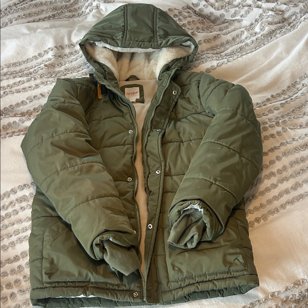 Cat & Jack Olive Green Puffer Jacket Youth Boys